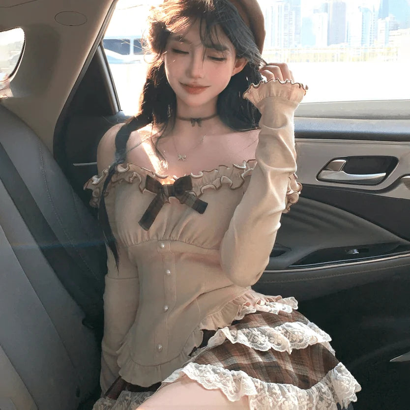 Ruffle Off-Shoulder Top + Shorts