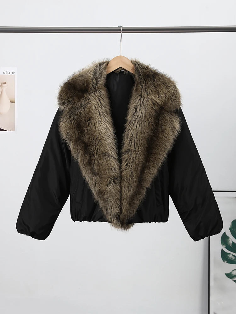 Urban Faux Fur Patchwork Cropped Coat