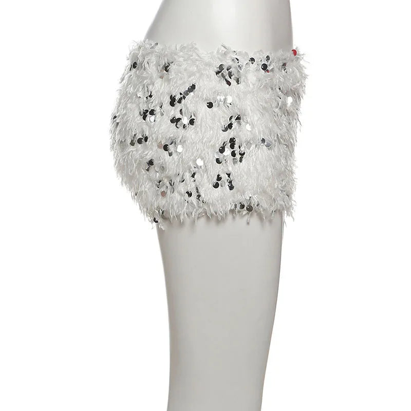 Furry Tassel Mini Shorts
