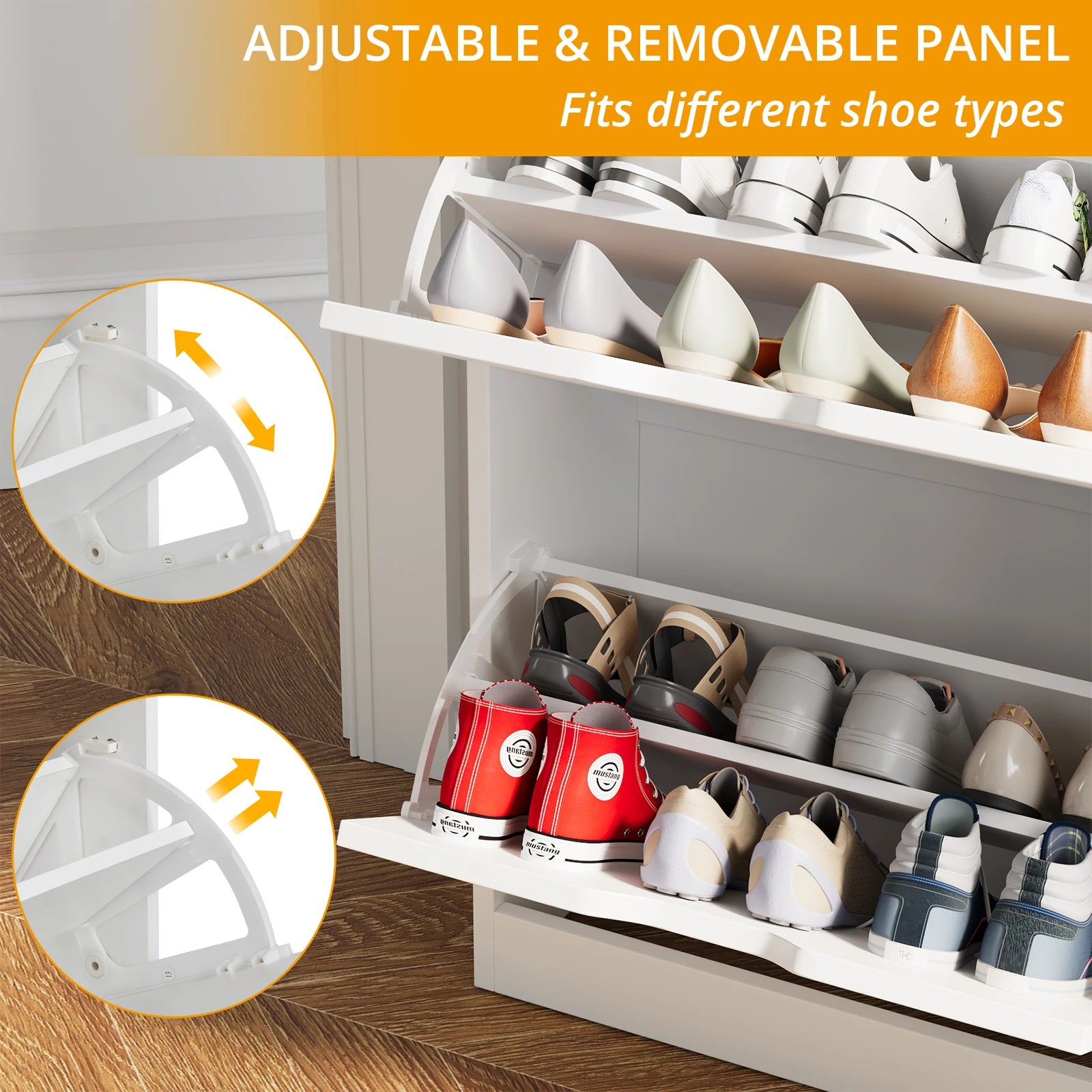 Shoe Storage Cabinet with 4 Flip Drawers