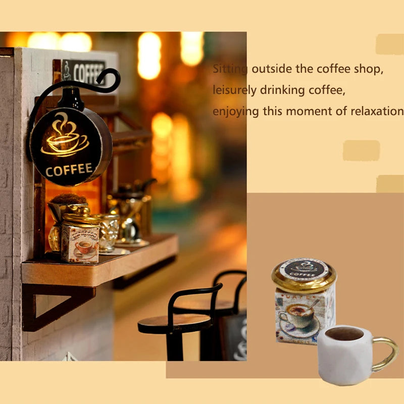 Wooden Miniature Doll House DIY Handmade Assembly Model Building Kit With Dust Cover