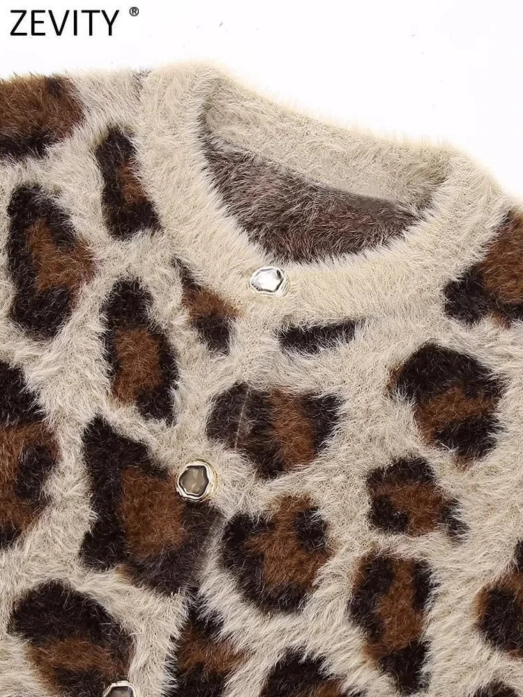 Leopard Pattern Fur Knit Sweater
