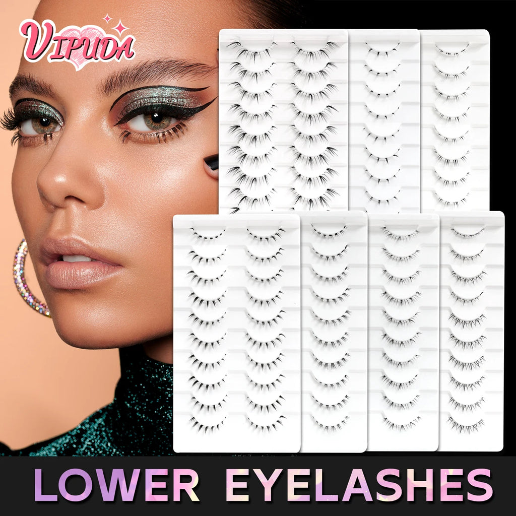10/6/5Pairs Lower Lashes Natural Under Eye Lashes Soft 16 Different Styles False Eyelash Clear Band Faux Mink Fake eyelashes
