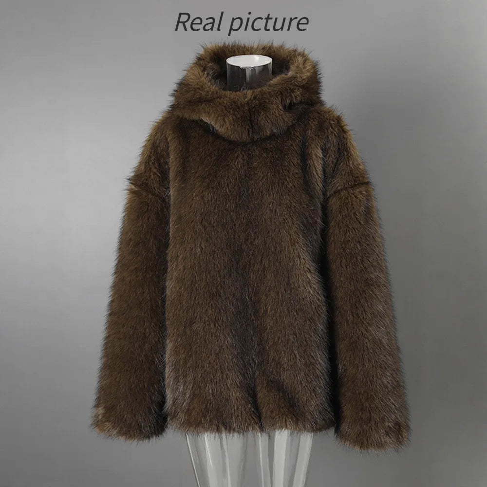 Hooded Faux Mink Sweater