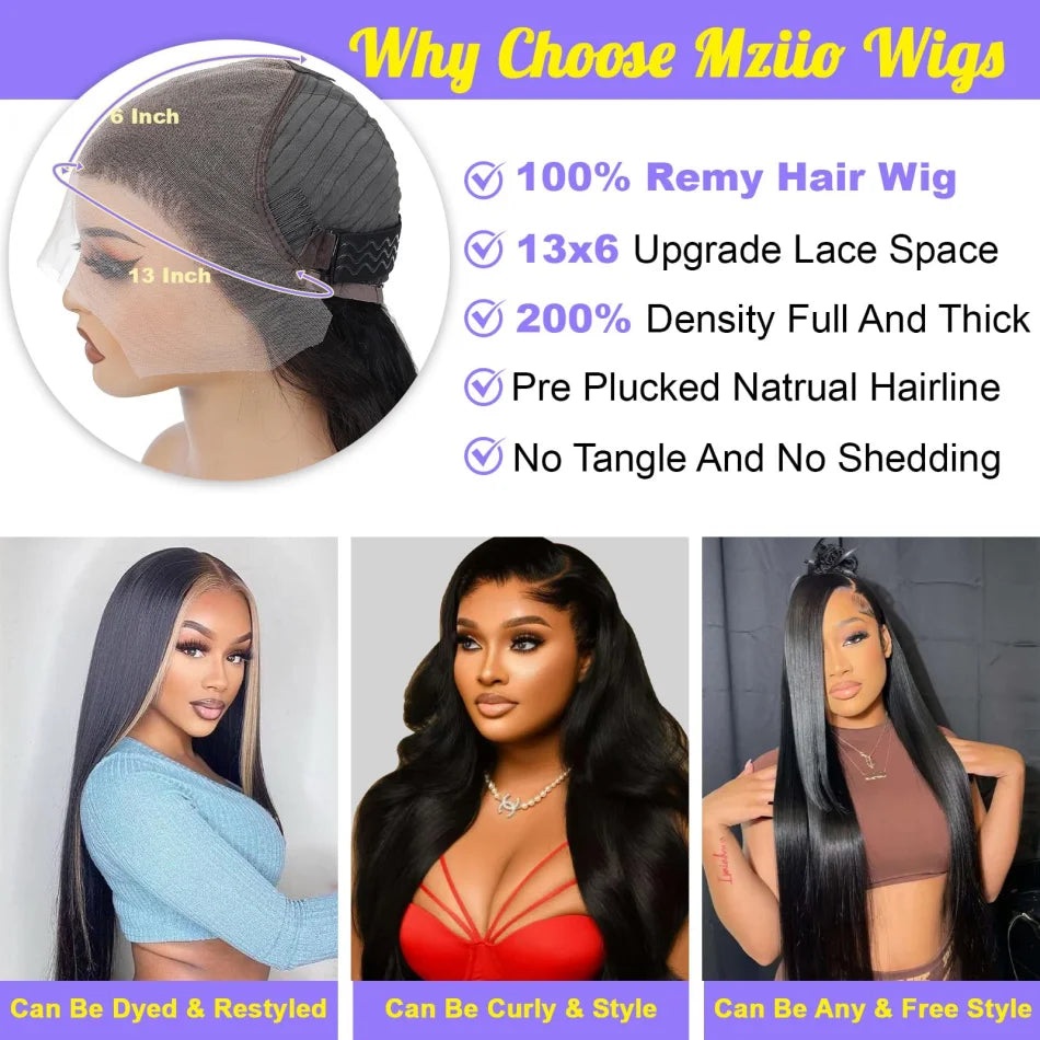 Straight Hd Lace Wig 13X6 Human Hair 40 Inch Lace Front Wig