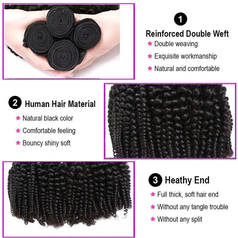 Bouncy Curly Bundles 300g/3Piece 100% Human Hair Bundles Spring Curly Brazilian Remy Hair Natural Color Double Weft For Women