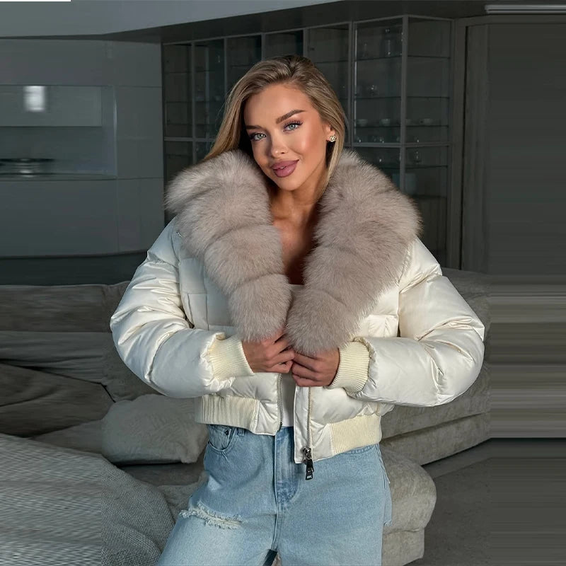 Wool Collar Spliced Short Cotton Jacket