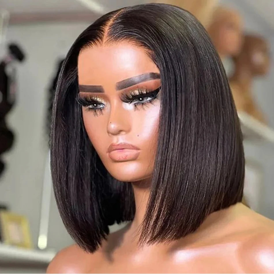 Brazilian Bone Straight Short Bob Human Hair Wig