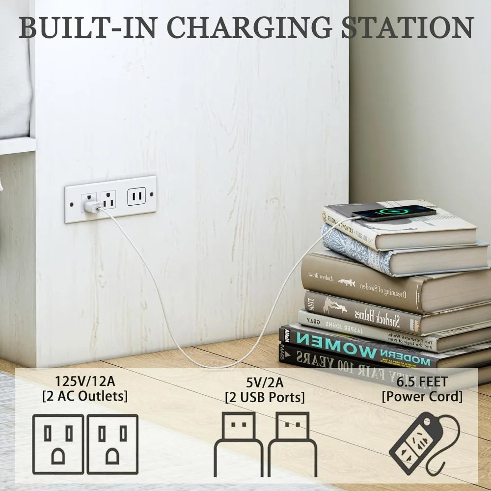 Queen Murphy Bed with Storage & Charging Station