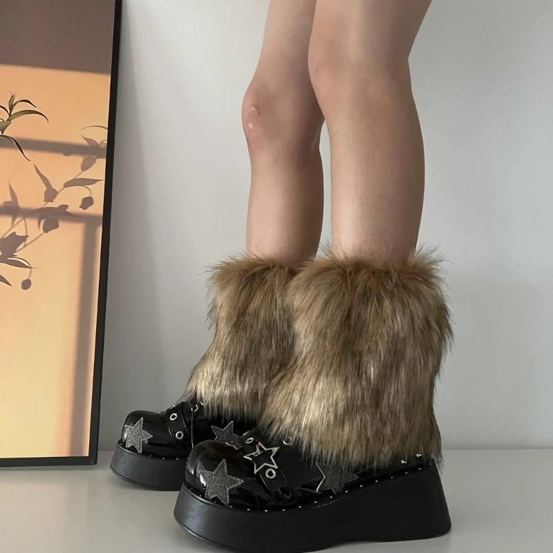 3 Colors 15cm Thicken Faux Furs Plush Leg Warmers