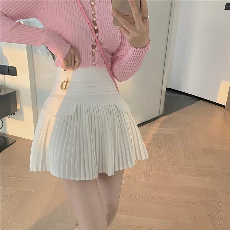 White Pleated Skirt