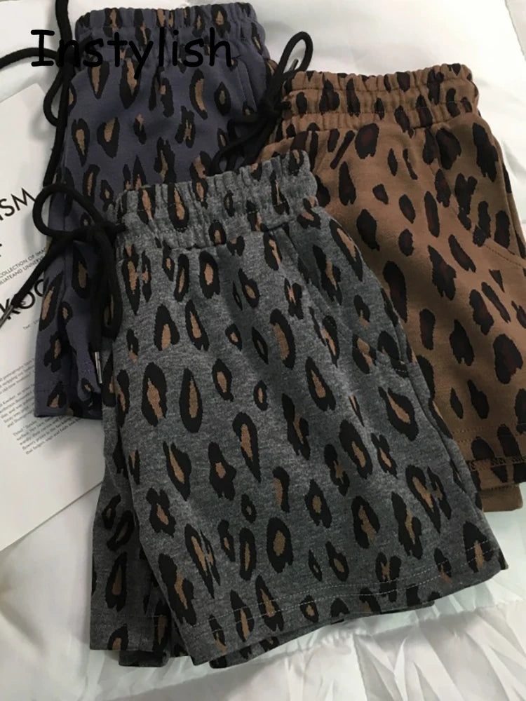 Leopard Print Wide Leg Shorts