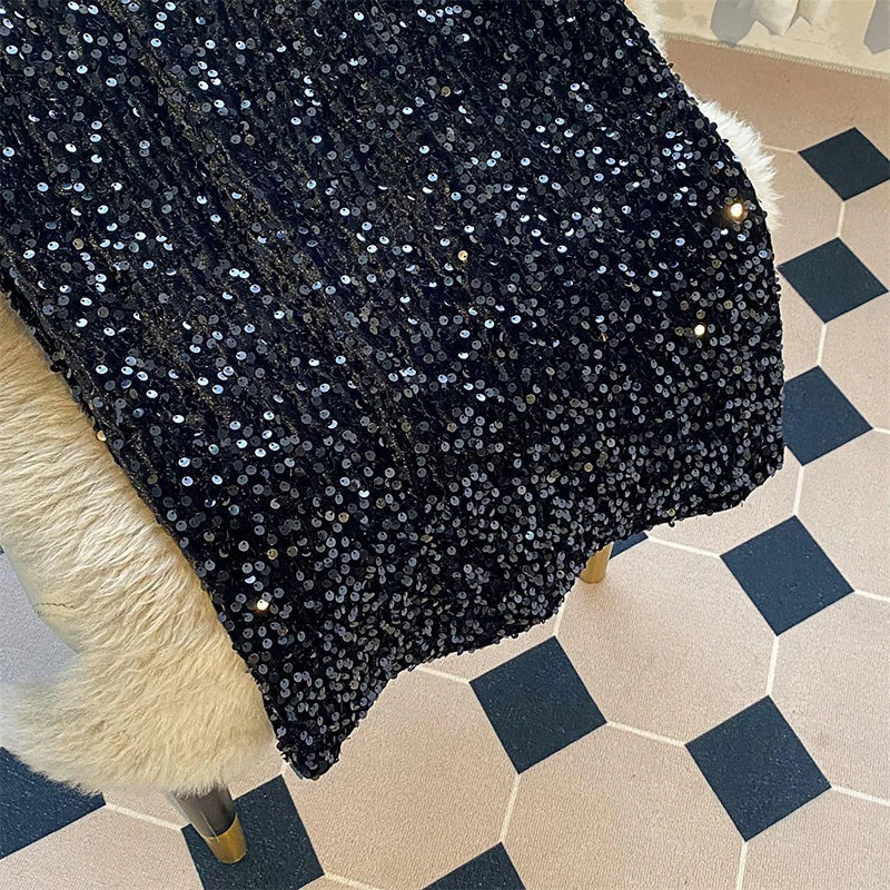 Sequin Decorate Midi Skirt