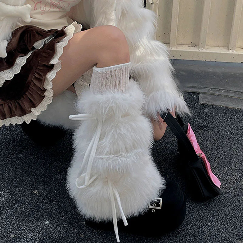 Faux Rabbit Fur Leg Warmers