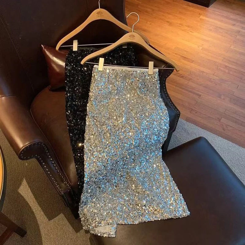 Sequin Decorate Midi Skirt