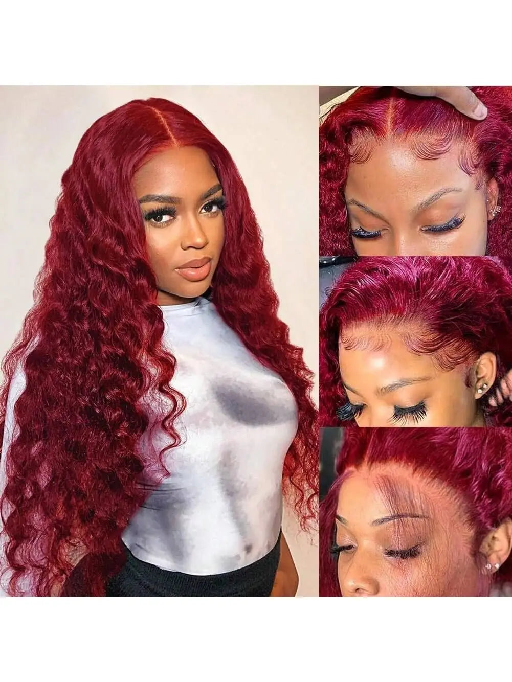 Burgundy Brazilian Deep Wave Wig