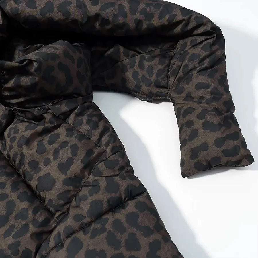 Leopard Print Down Cotton-Padded Jacket
