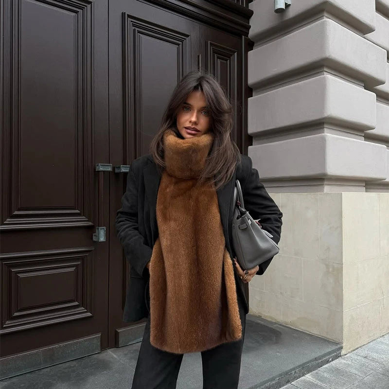 Street Faux Fur Collar Cropped Coat