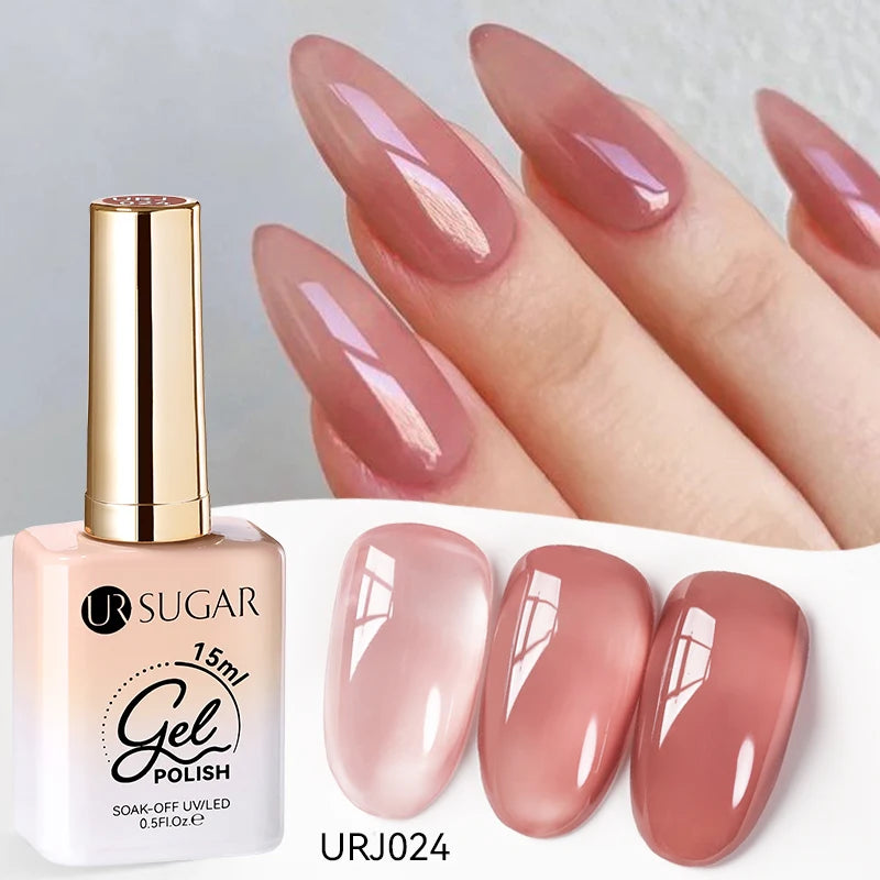 UR SUGAR 15ml Jelly Milky White Translucent Color Gel Polish Semi Permanent UV Gel Nail Art Soak Off Gel Varnish Latest Fashion