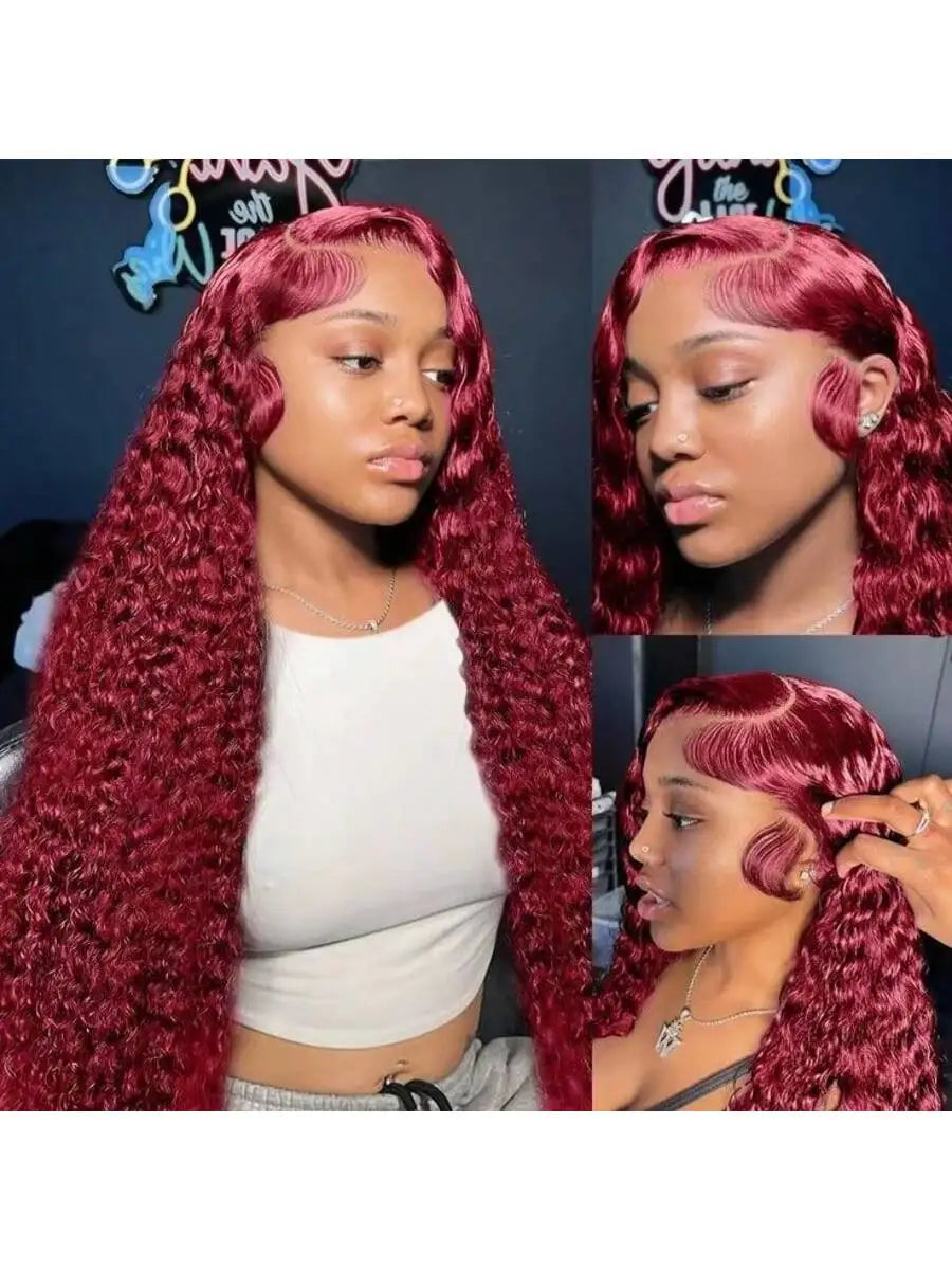 Burgundy Brazilian Deep Wave Wig