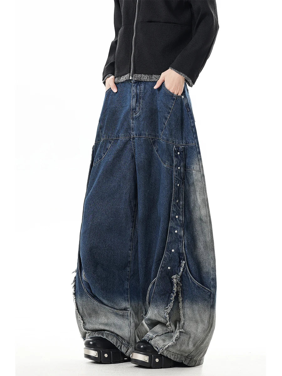 Denim  Graffiti Contrast Color Pants