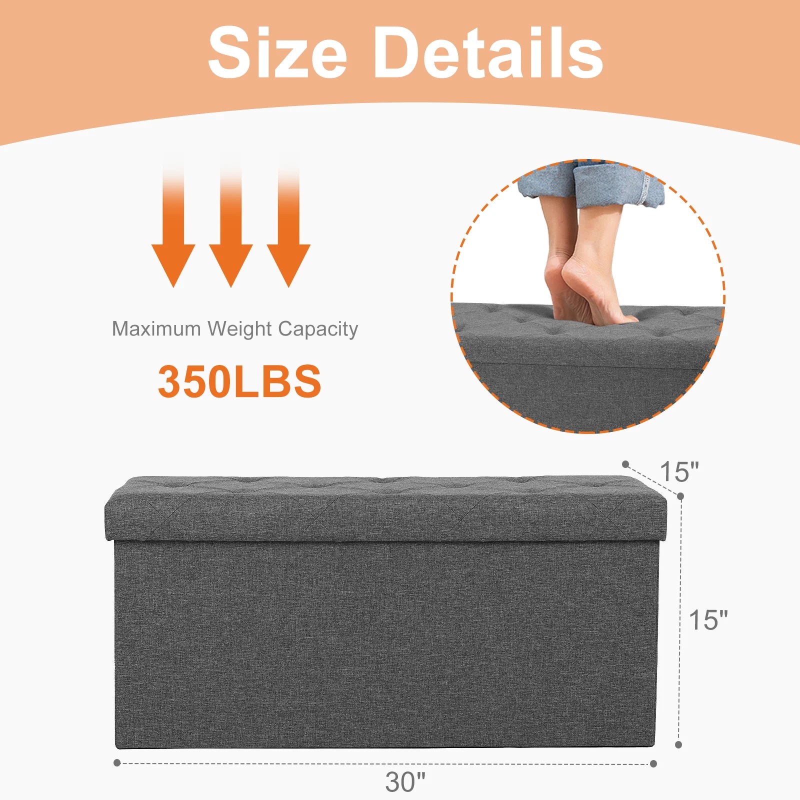 Folding Storage Ottoman Bench