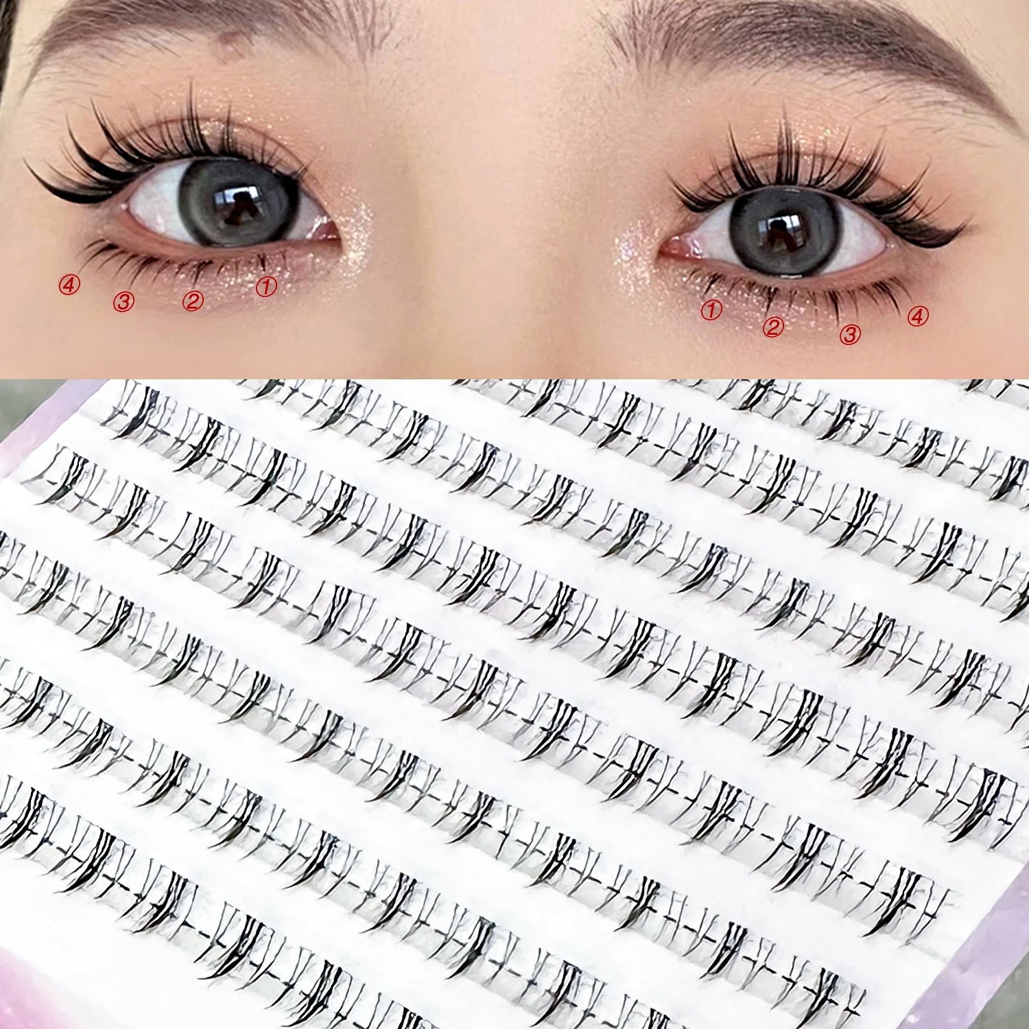 10Rows Under Eyelash Large Capacity Cluster Lashes Korean Makeup Natural Look Bottom Lashes