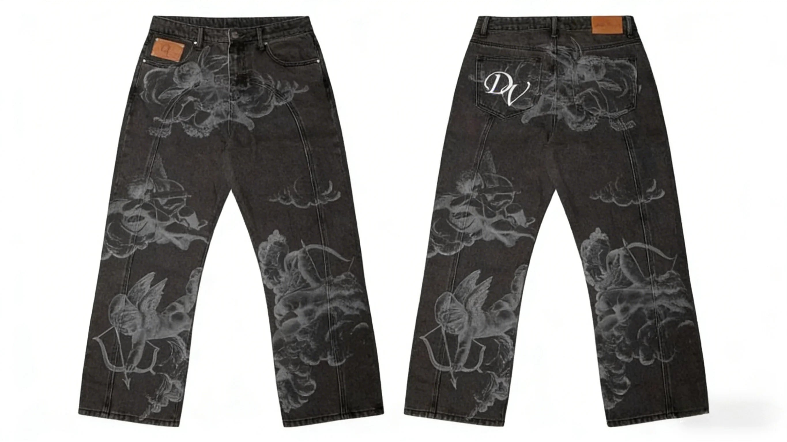 Wings Embroidered High-Waist Jeans