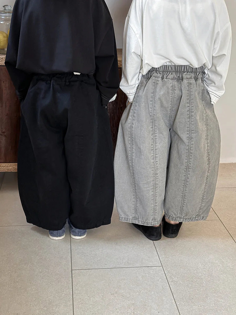 Children Clothes Kids Casual Loose Pants 2025 Boys Spring Loose Wide Legs Solid Color Fashionable Simple Kids Trousers