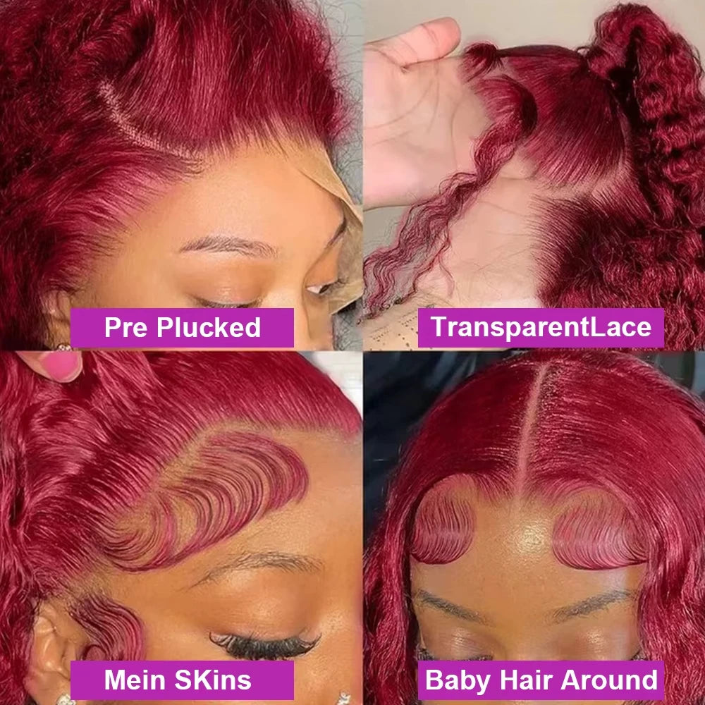 Burgundy Brazilian Deep Wave Wig