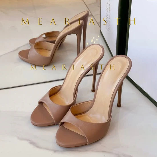 Leather Stiletto Slippers
