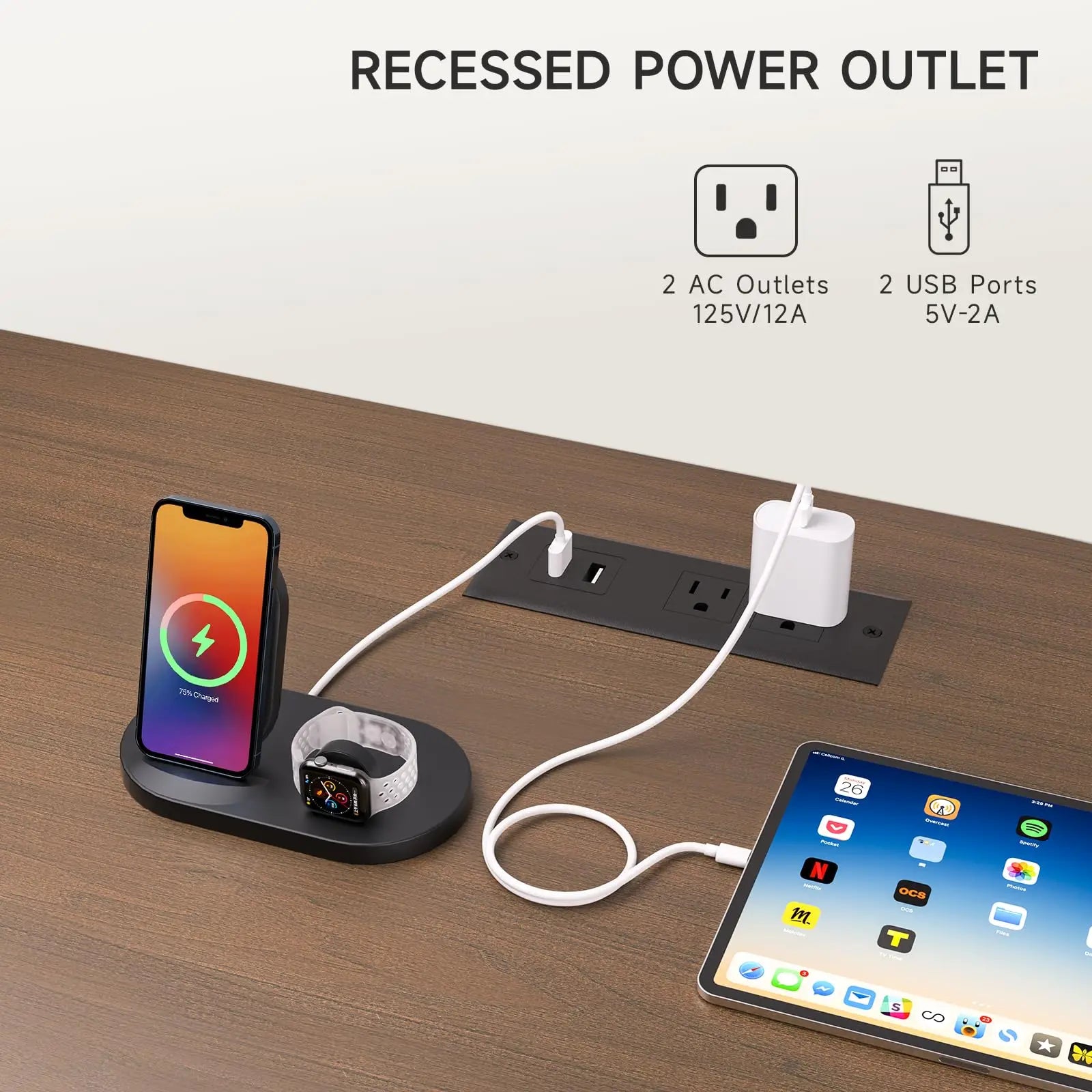 TV Stand Living Room Furniture with Power Outlet