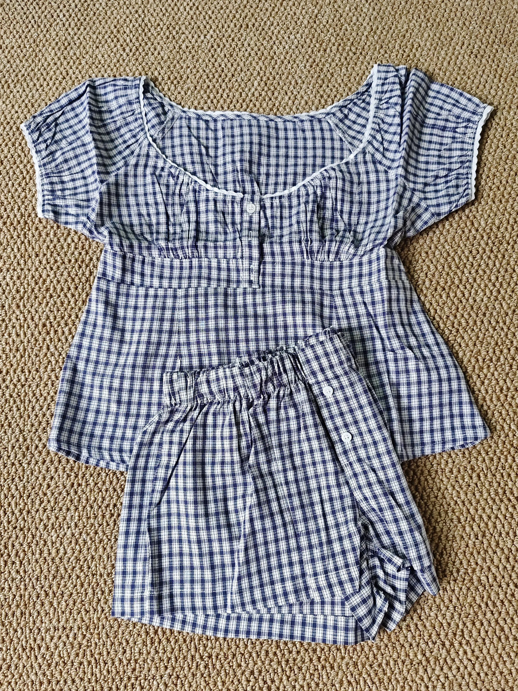 Red Plaid T-Shirt Shorts Set