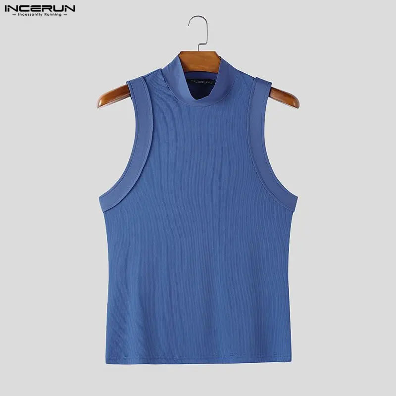 Solid Color Sleeveless Knitted Turtleneck
