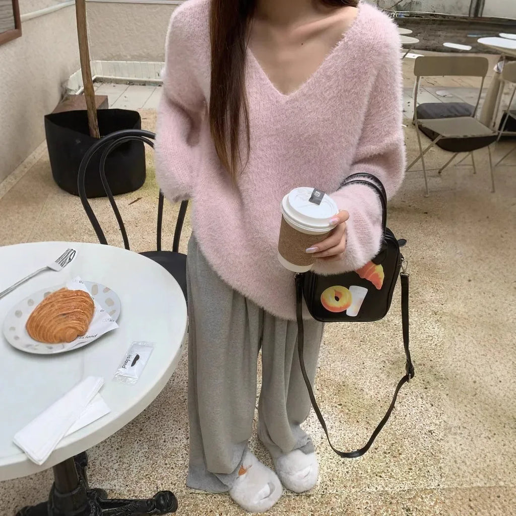 V-Neck Long Sleeve Knitted Top