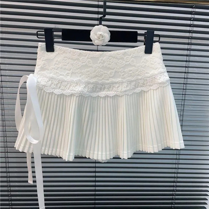 High Waist Bow Lace Up Skirt