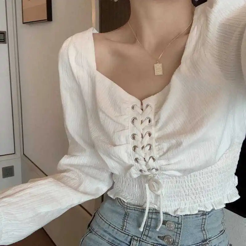Square Collar Off Shoulder Blouse