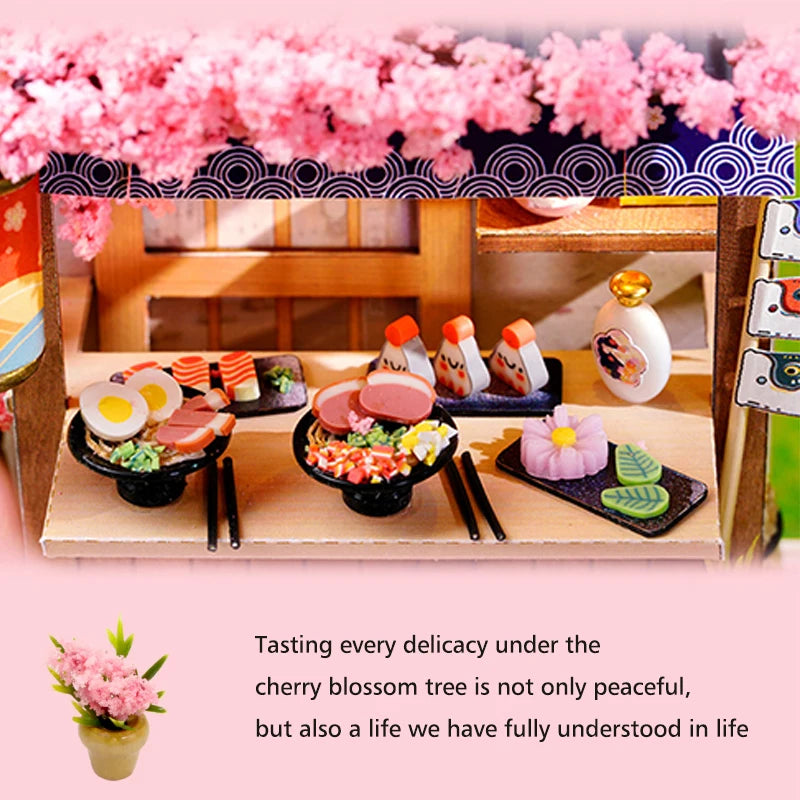 Wooden Miniature Doll House DIY Handmade Assembly Model Building Kit With Dust Cover