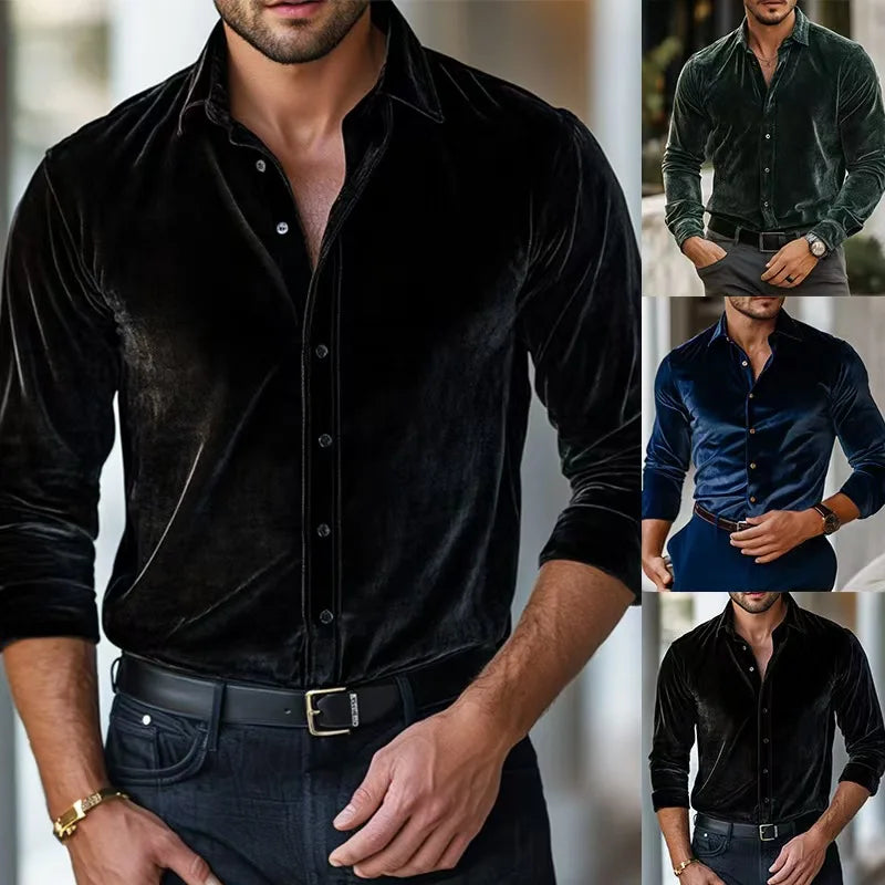 Luxury Velvet Button-Down Shirt