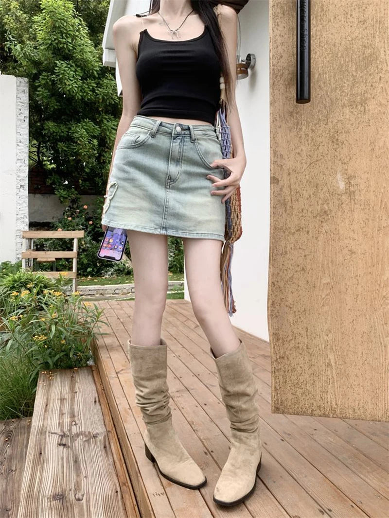 Vintage Butterfly Denim Skirt