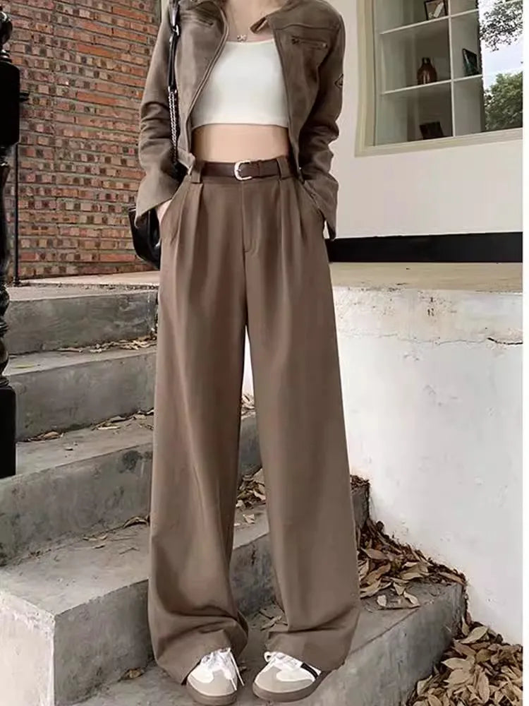 High Waist Draped Suit Pants