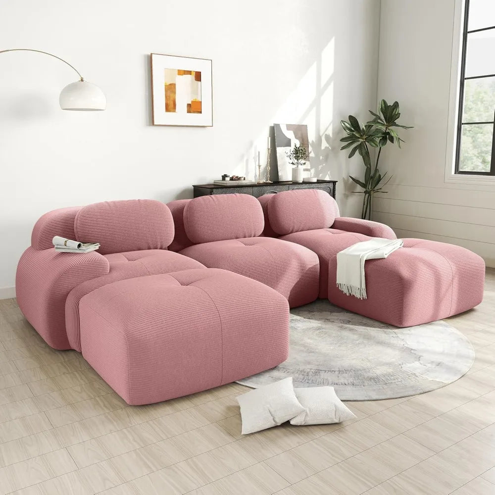 117.3" U-Shaped Cloud Couch Modular Sectional Sofa