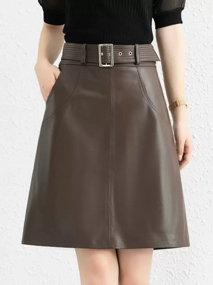 Leather A-Line Skirt