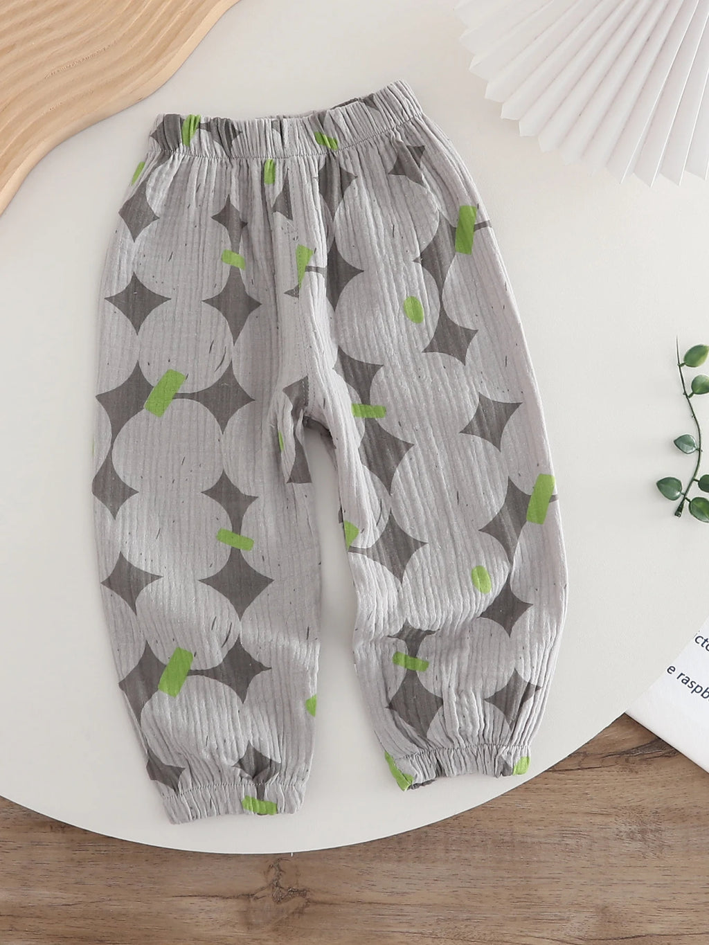 Kids Printed Mosquito-Repellent Pants Summer Boys Girls Pure Cotton Breathable Elastic Cuff Trousers for Baby Toddler Outdoor