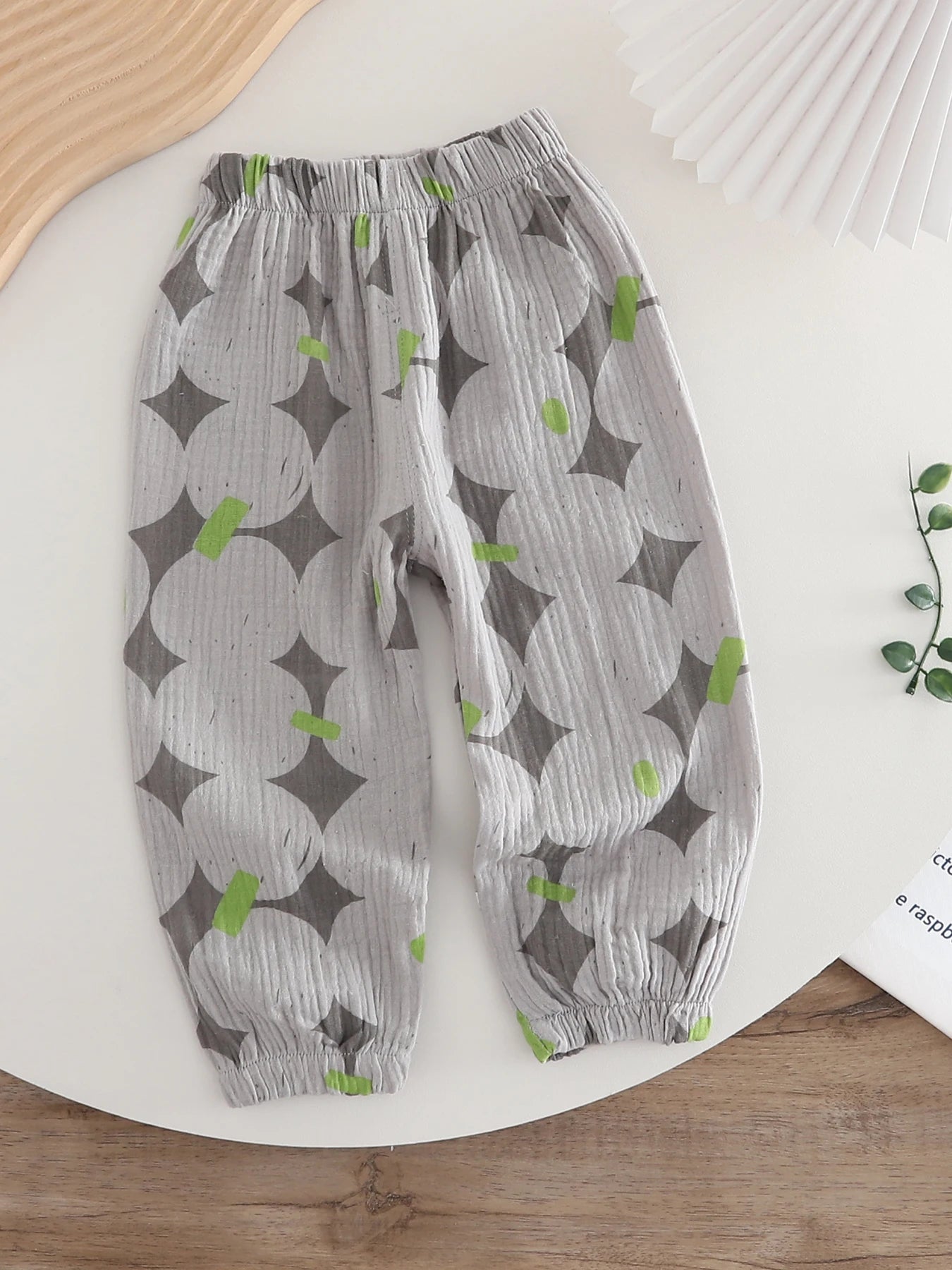 Kids Printed Mosquito-Repellent Pants Summer Boys Girls Pure Cotton Breathable Elastic Cuff Trousers for Baby Toddler Outdoor