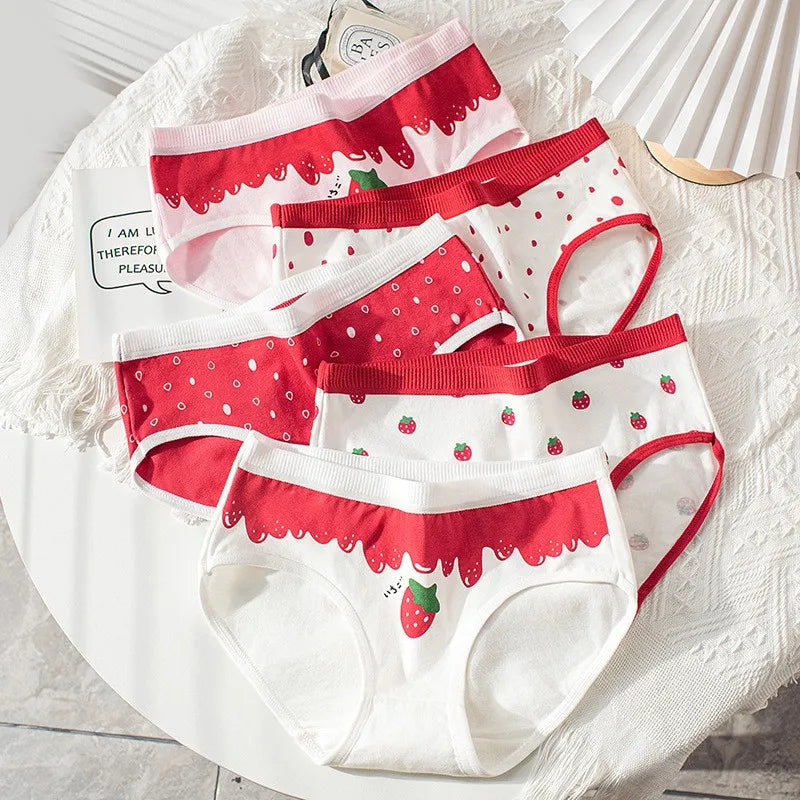 {5 Pieces} Strawberry Print Panties