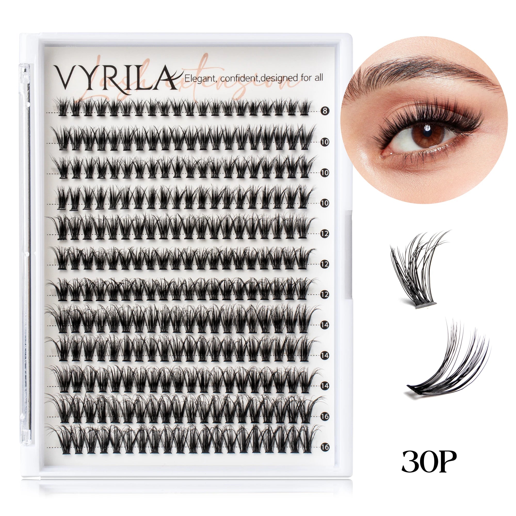 12lines Cluster Lashes 3D Fluffy Eyelash Clusters D Curl DIY Lash Extensions Super Thin Band Wispy Individual Lashes 8-16MIX