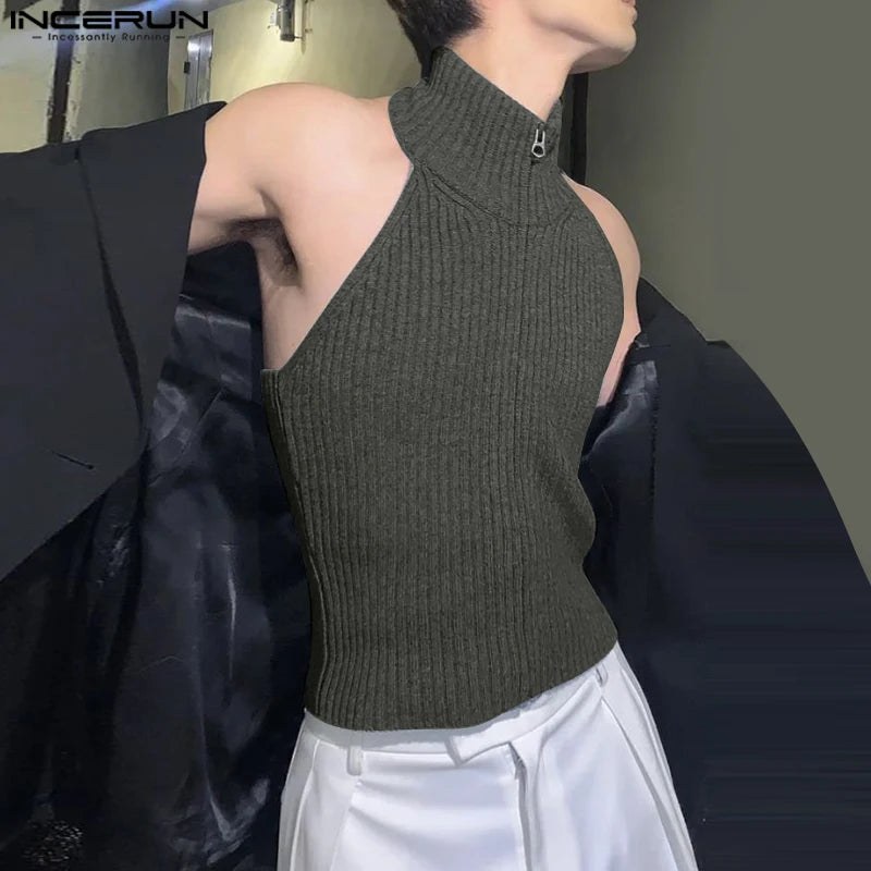 Knitted Texture Hanging Neck Top