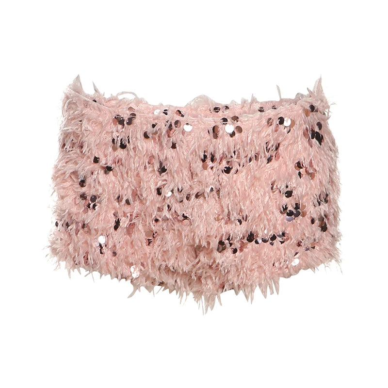 Furry Tassel Mini Shorts