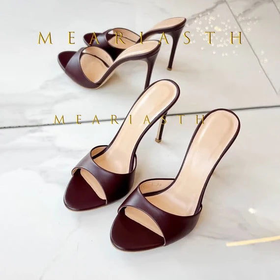 Leather Stiletto Slippers